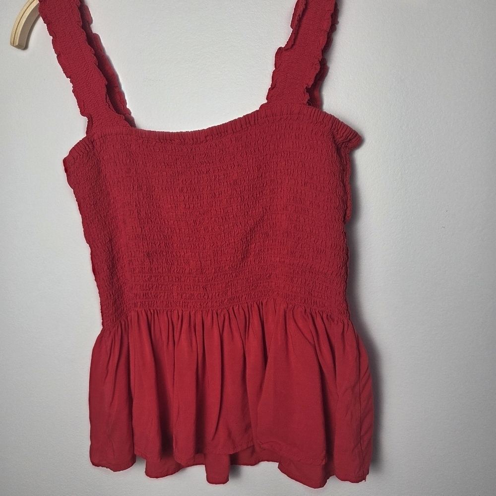 Elodie Red Smocked Peplum Tank Top - Picture 12 of 12